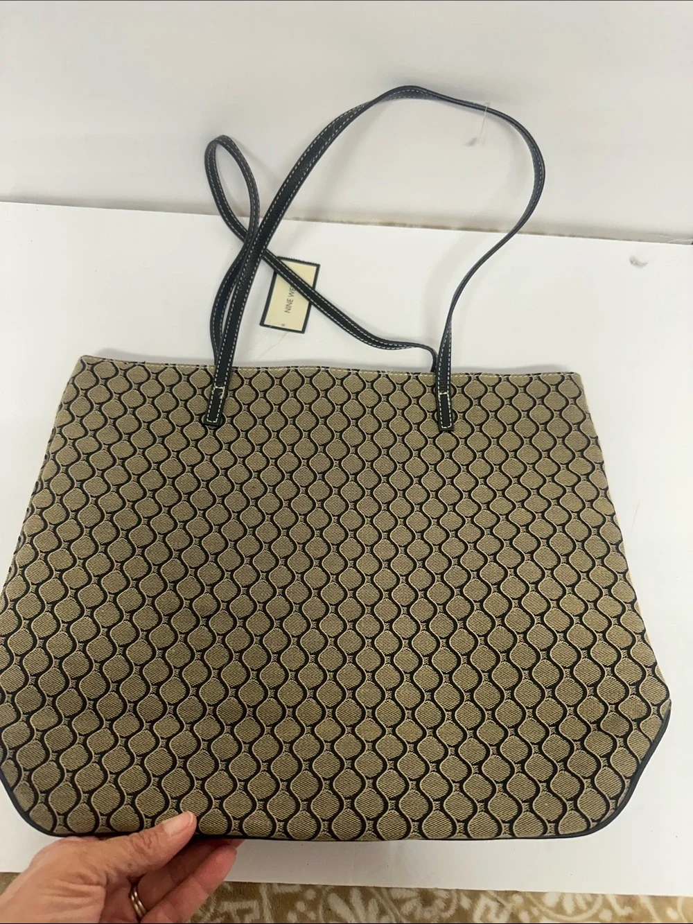 Nine West Tan and Black Geometric Tote
